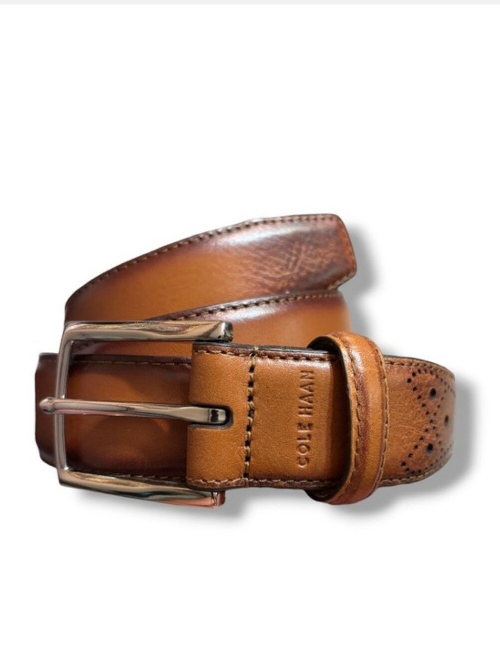 COLE HAAN Tan Harrison Grand Leather Belt Size 34